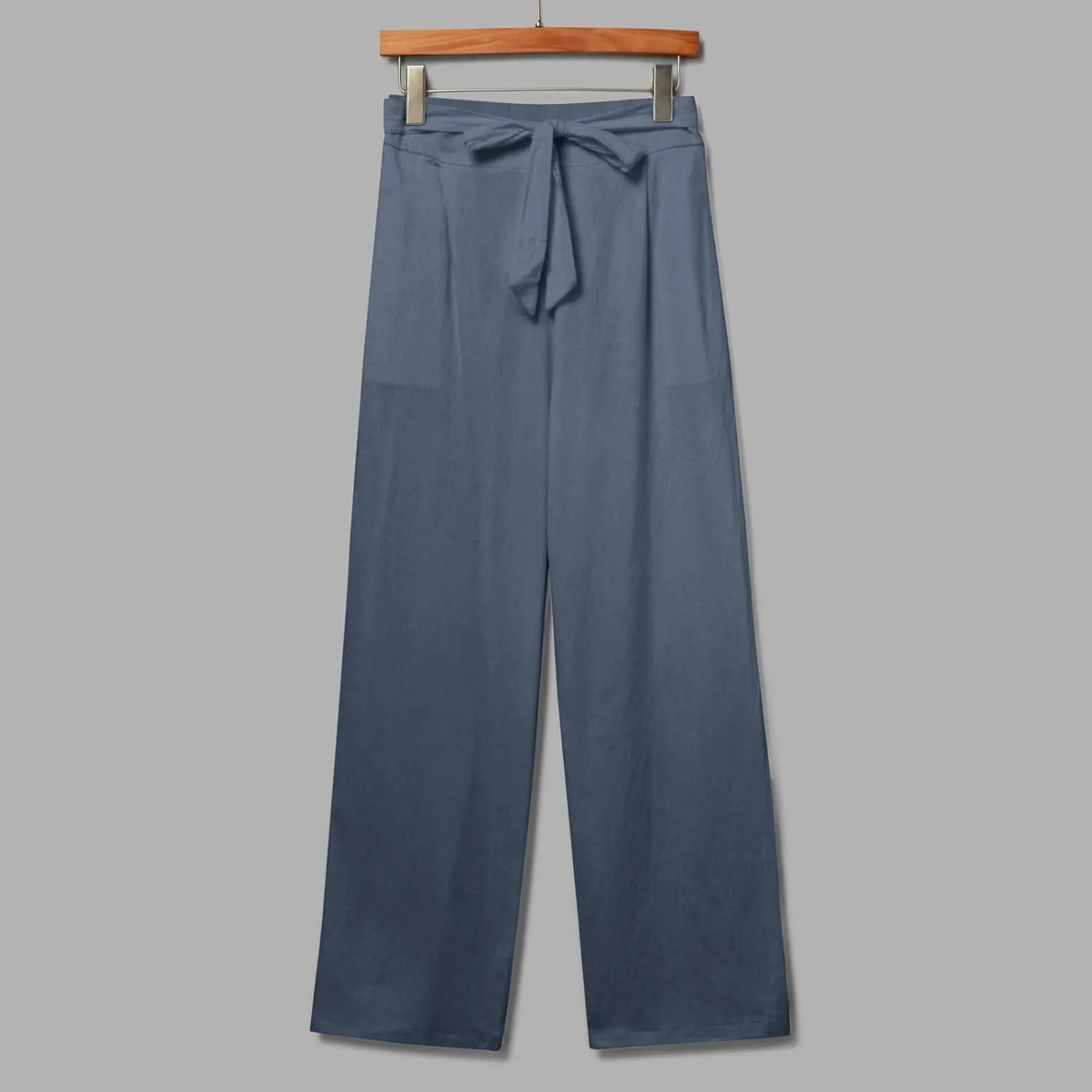 Women's Linen Summer Split Flowy Palazzo Lounge Pants Elastic Waisted Ankle Length Slim Fit Palazzo Lounge