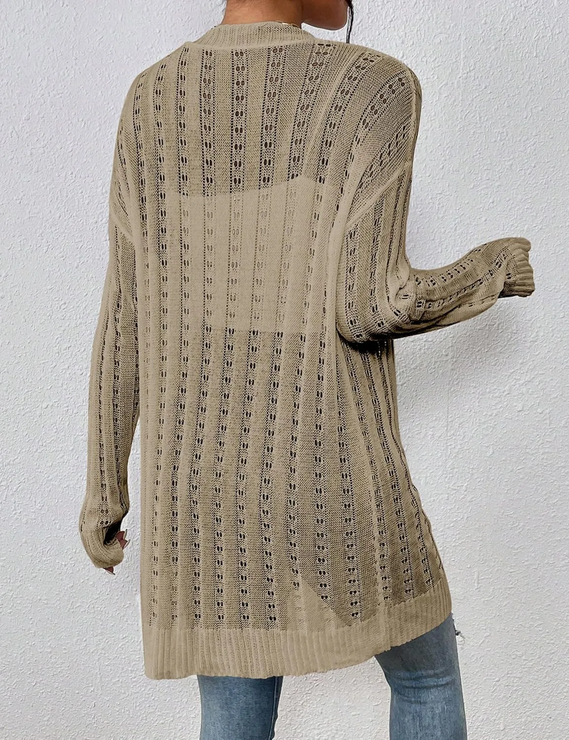 Womens Open Front Lightweight Cardigan Sweaters Crochet Long Sleeve Cardigans Summer Boho Beach Swimsuit Cover Up
