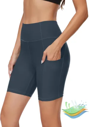 Womens Period Swim Shorts High Waisted Board Shorts with Pockets UPF 50  Menstrual Swimwear Quick Dry Swimsuit Bottoms