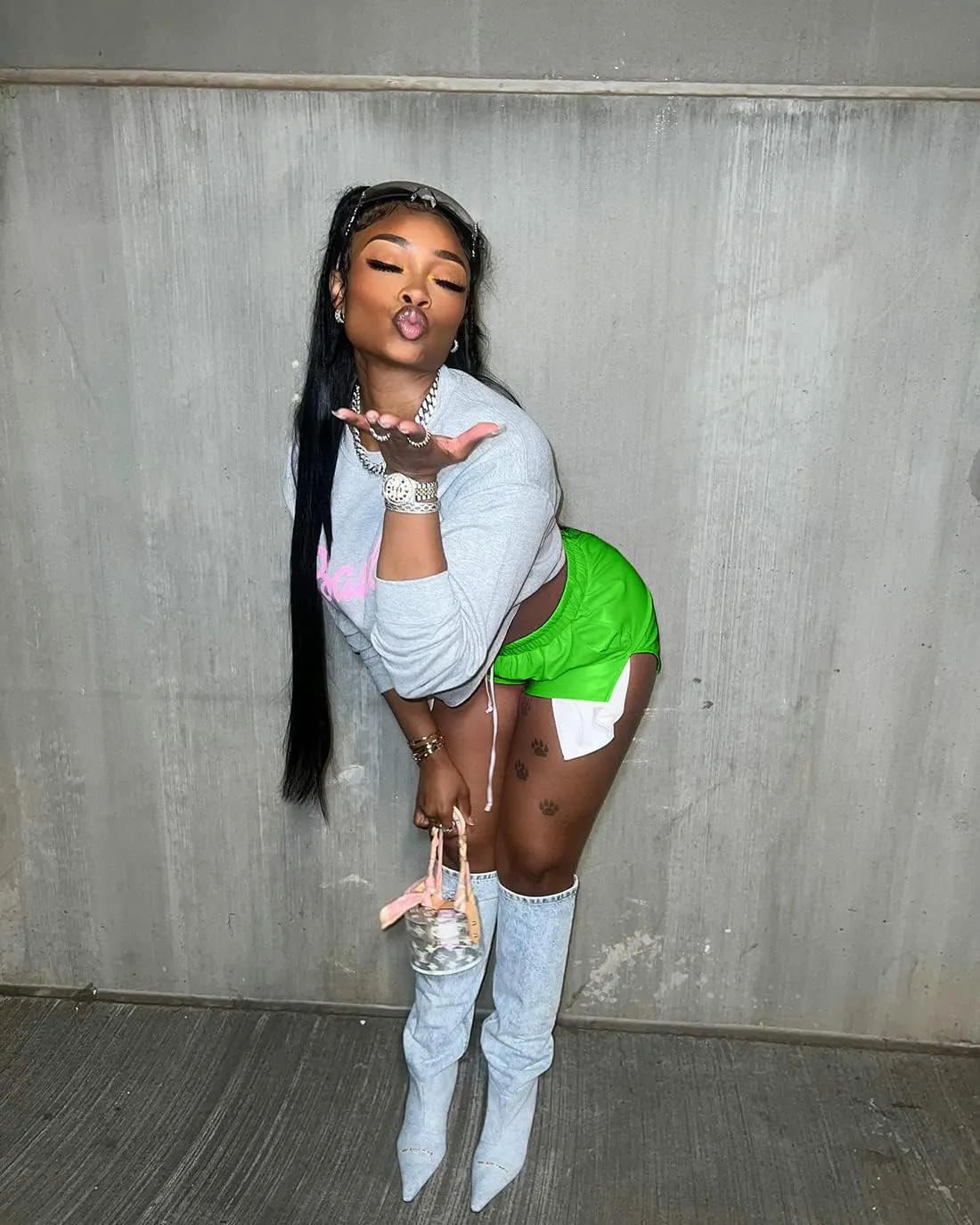 Women's PU Leather Shorts Sexy Side Slit Drawstring Disco Short Hot Pants with Pockets