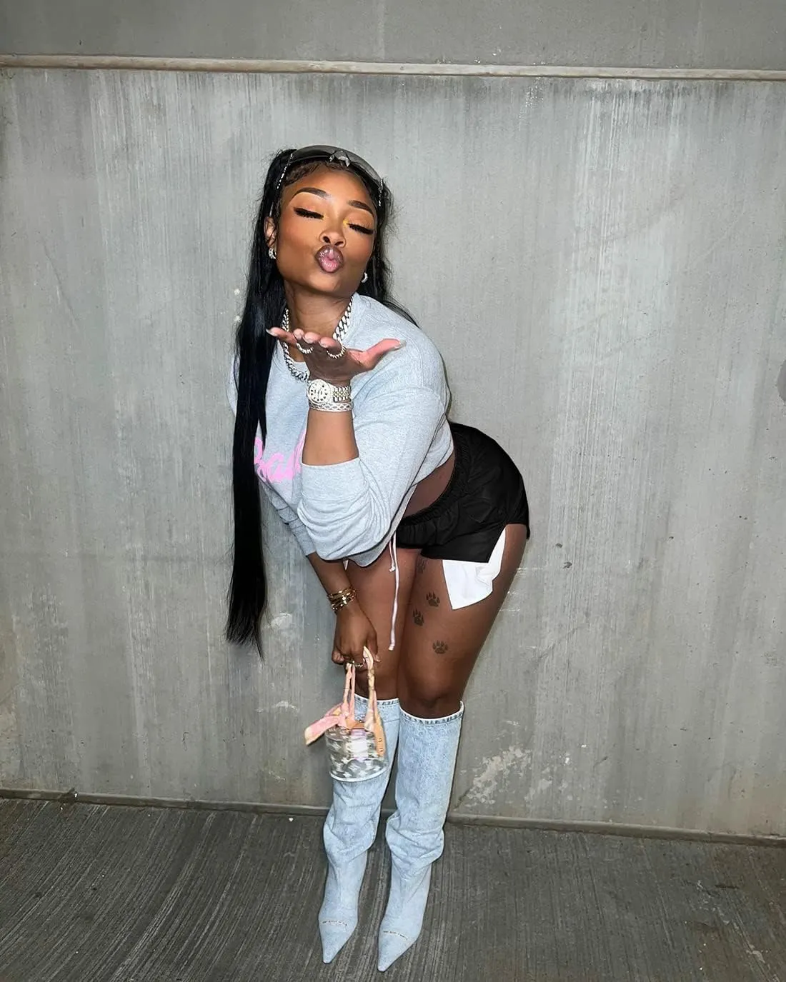 Women's PU Leather Shorts Sexy Side Slit Drawstring Disco Short Hot Pants with Pockets