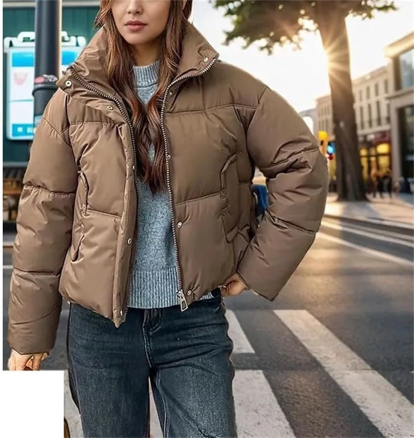 Women's Puffer Warm Jacket Short Removable Sleeve Down Cotton-Padded Clothes Thicken Jacket Coat