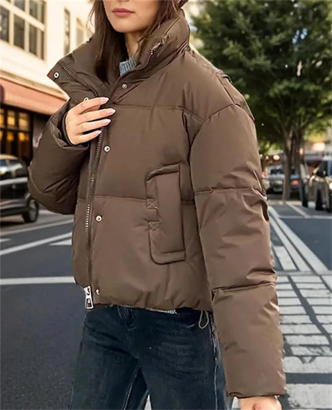 Women's Puffer Warm Jacket Short Removable Sleeve Down Cotton-Padded Clothes Thicken Jacket Coat