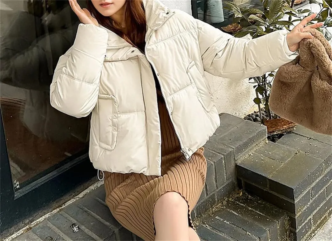 Women's Puffer Warm Jacket Short Removable Sleeve Down Cotton-Padded Clothes Thicken Jacket Coat