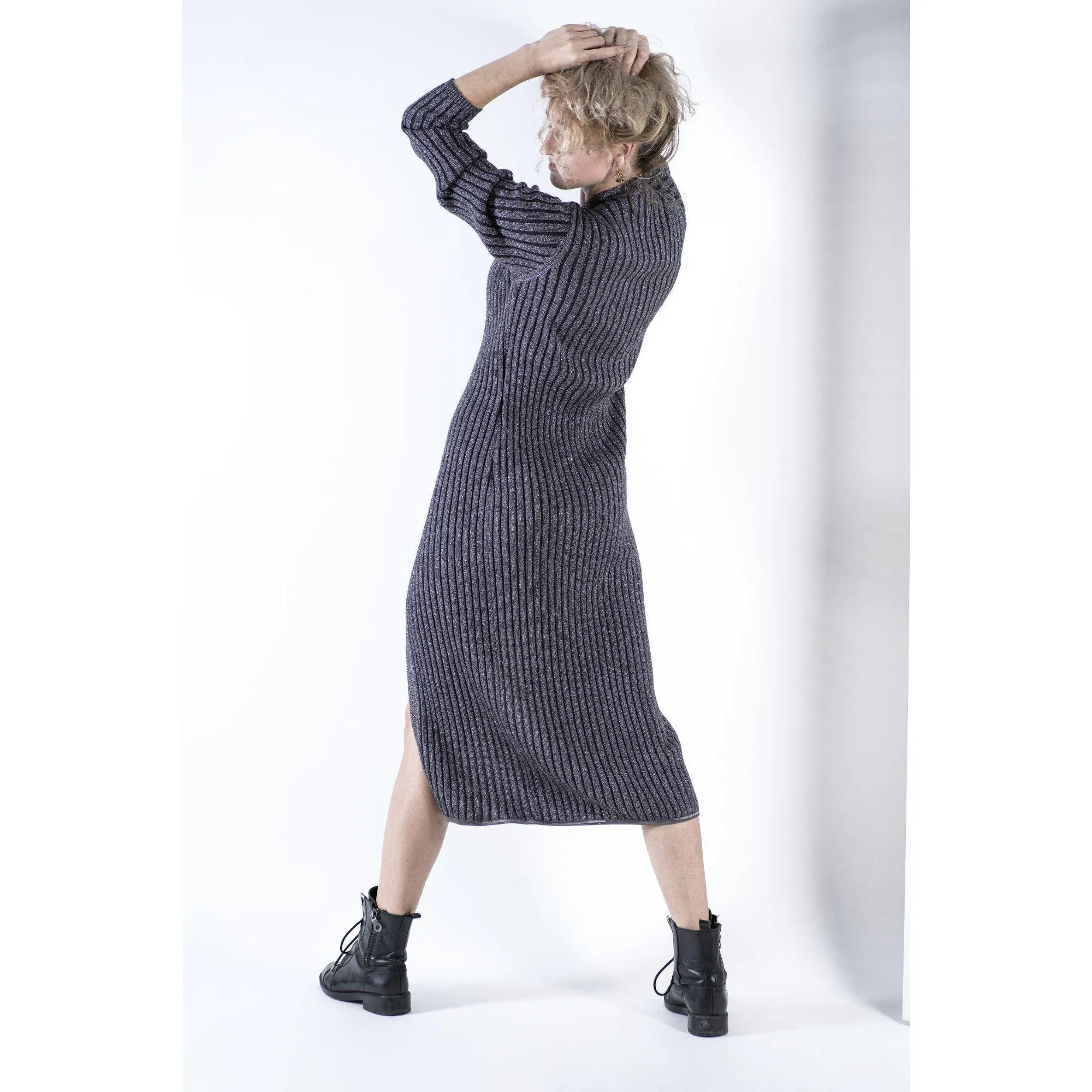 Womens Ribbed Knit Wool Blend Maxi Cardigan, SIZE M