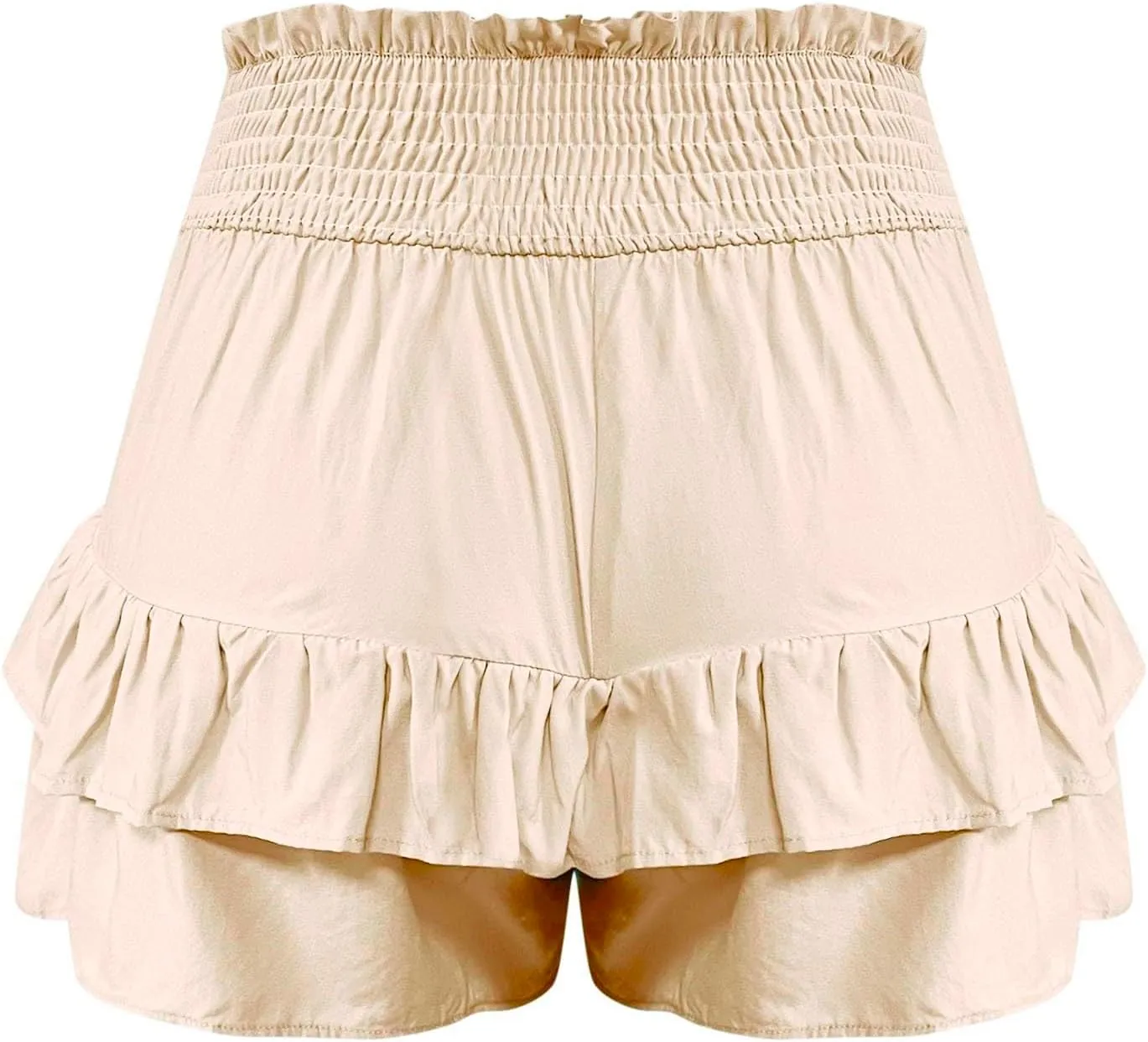 Womens Ruffle Flowy Shorts Casual Boho Elastic High Waisted Butterfly Shorts Cute Summer Tiered Tennis Skorts for Women