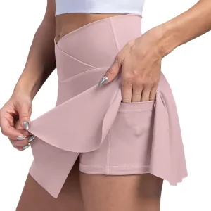 Womens Tennis Skirt Crossover High Waisted Athletic Skorts with Pockets Cute Summer Mini Flowy Workout Golf Skirts