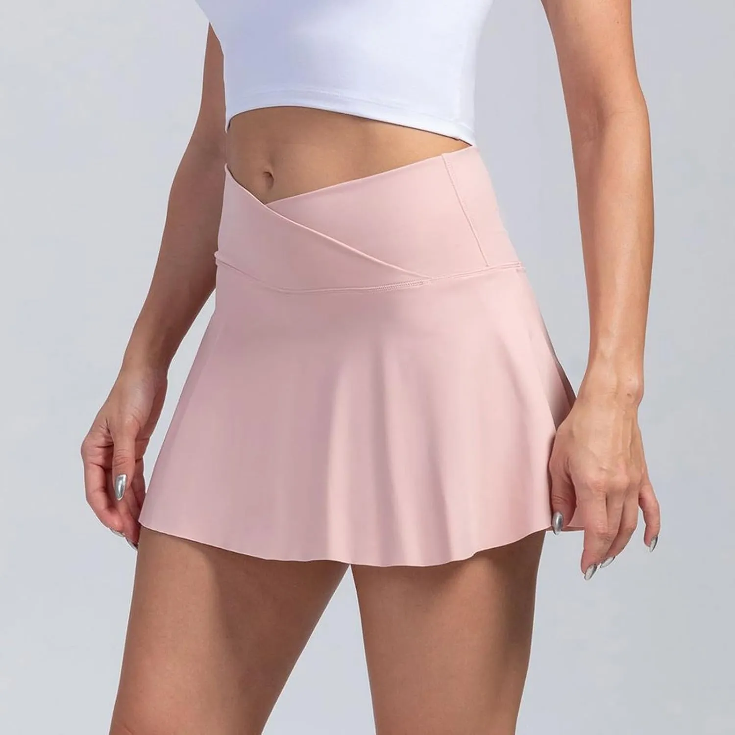 Womens Tennis Skirt Crossover High Waisted Athletic Skorts with Pockets Cute Summer Mini Flowy Workout Golf Skirts