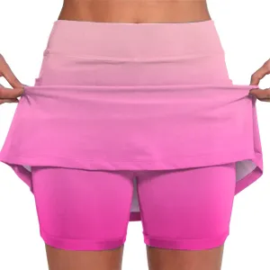 Women's Tennis Skirt Gradient Color High Waisted Golf Skorts Plus Size Athletic Workout Skirt Built in Shorts