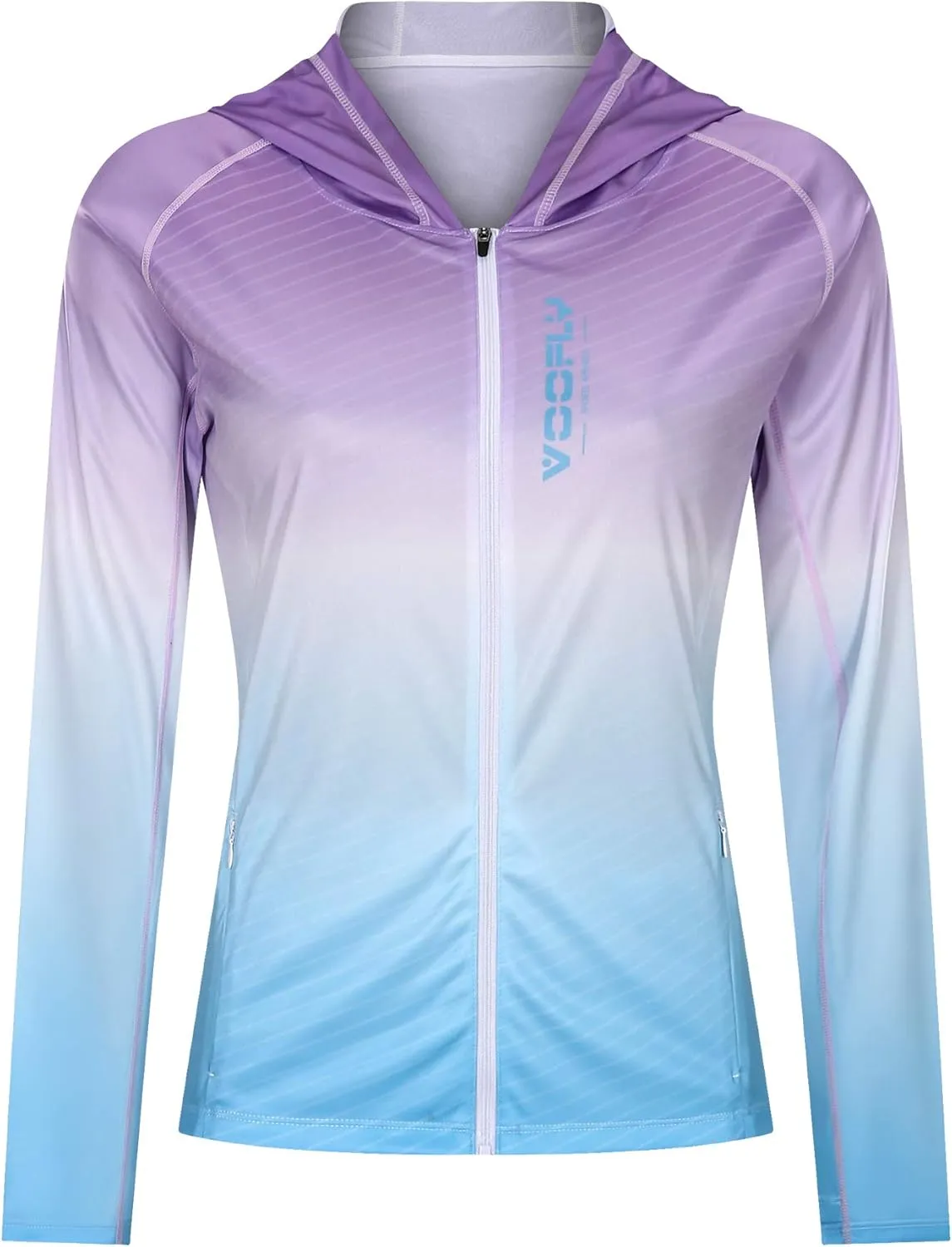 Women's UPF 50  Sun Protection Shirt Printed UV Hoodie Jacket Full Zip with Pockets