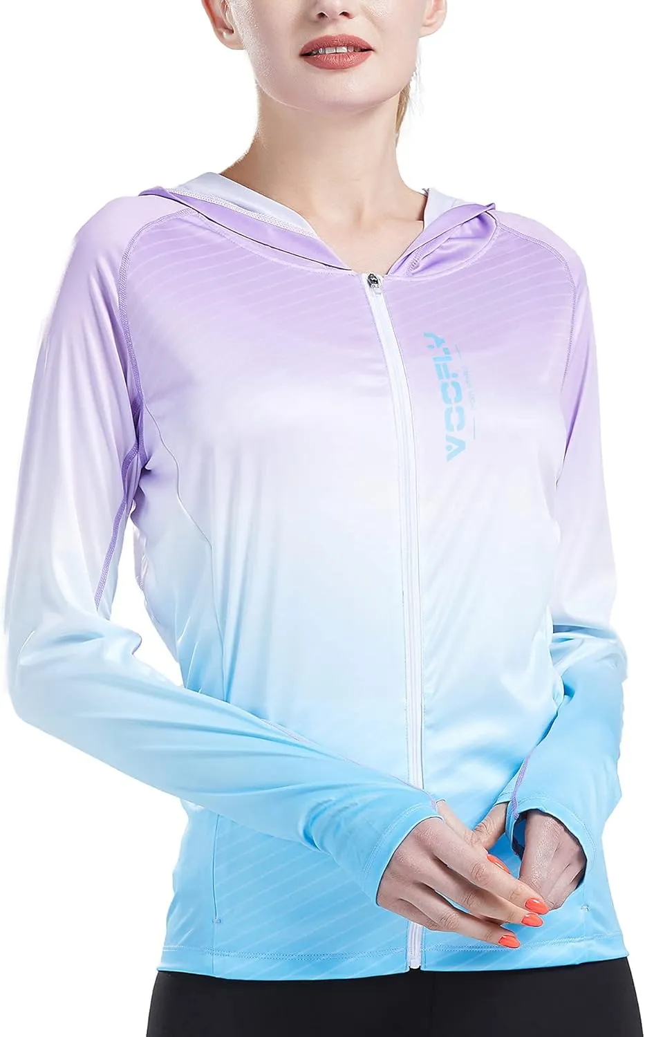 Women's UPF 50  Sun Protection Shirt Printed UV Hoodie Jacket Full Zip with Pockets
