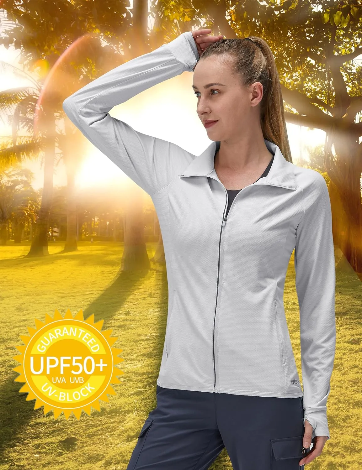 Women's UPF 50  UV Sun Protection Clothing Long Sleeve Athletic Hiking Shirts Lightweight SPF Zip Up Outdoor Jacket