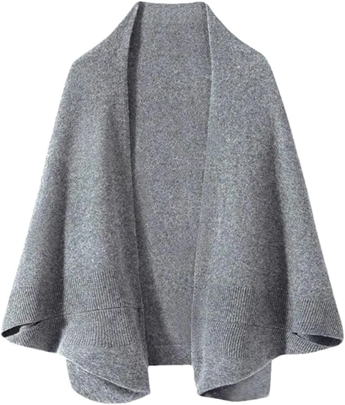 Women's Wool Knitted Poncho Cardigan Shawl Warm Soft Shoulder Neck Protect Scarf Cape Dual-Use Cloak