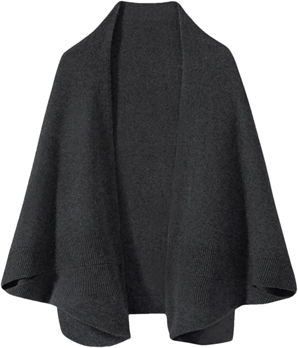 Women's Wool Knitted Poncho Cardigan Shawl Warm Soft Shoulder Neck Protect Scarf Cape Dual-Use Cloak