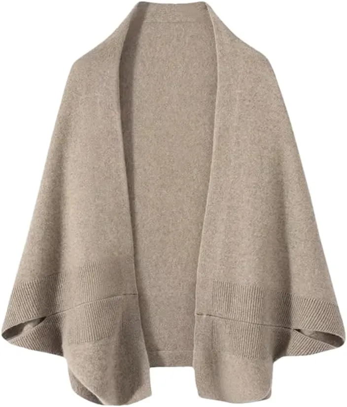 Women's Wool Knitted Poncho Cardigan Shawl Warm Soft Shoulder Neck Protect Scarf Cape Dual-Use Cloak