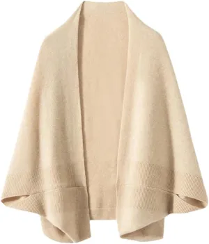 Women's Wool Knitted Poncho Cardigan Shawl Warm Soft Shoulder Neck Protect Scarf Cape Dual-Use Cloak