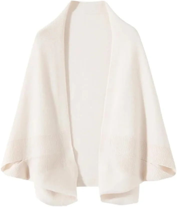 Women's Wool Knitted Poncho Cardigan Shawl Warm Soft Shoulder Neck Protect Scarf Cape Dual-Use Cloak