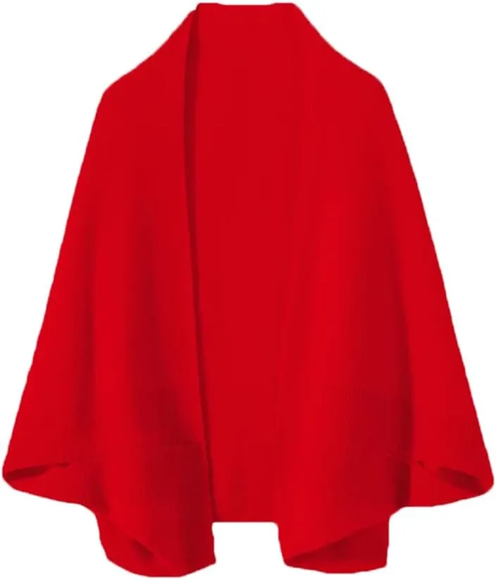 Women's Wool Knitted Poncho Cardigan Shawl Warm Soft Shoulder Neck Protect Scarf Cape Dual-Use Cloak