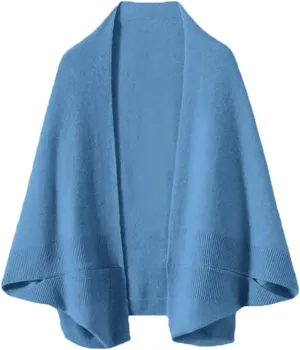 Women's Wool Knitted Poncho Cardigan Shawl Warm Soft Shoulder Neck Protect Scarf Cape Dual-Use Cloak