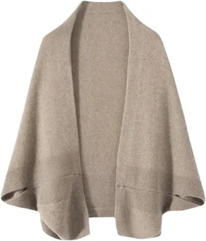 Women's Wool Knitted Poncho Cardigan Shawl Warm Soft Shoulder Neck Protect Scarf Cape Dual-Use Cloak