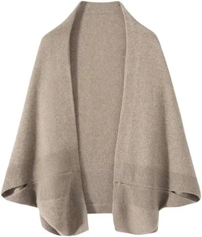 Women's Wool Knitted Poncho Cardigan Shawl Warm Soft Shoulder Neck Protect Scarf Cape Dual-Use Cloak