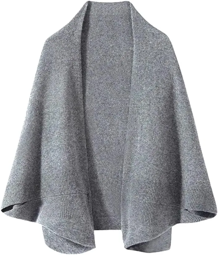 Women's Wool Knitted Poncho Cardigan Shawl Warm Soft Shoulder Neck Protect Scarf Cape Dual-Use Cloak
