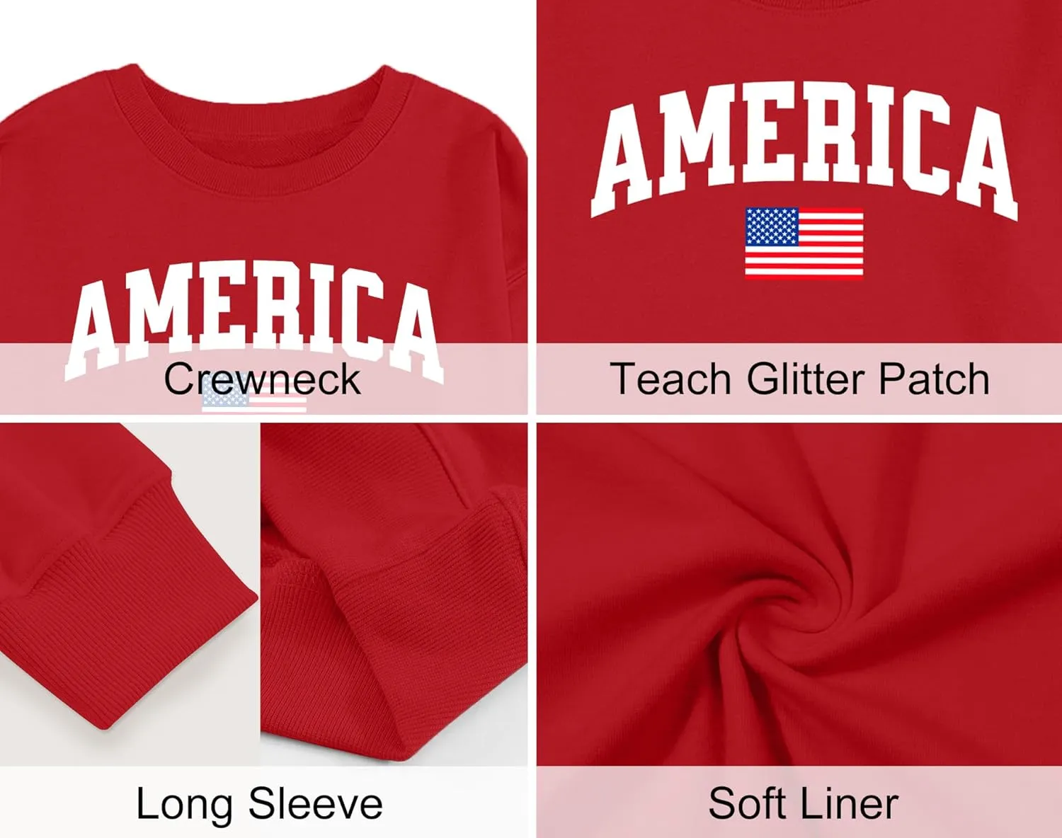 YI XIANG RAN USA Sweatshirt Women: American Shirt 1776 Patriotic TShirt Stars Stripes Glitter Pullover 4th of July Tee Tops