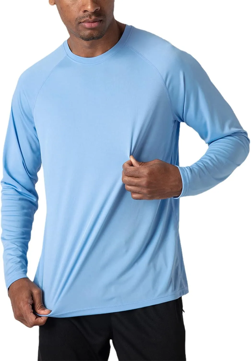 Yiqinyuan Men's T-Shirts Summer Long Sleeve Performance Quick Dry Breathable Hiking T-Shirts Blue