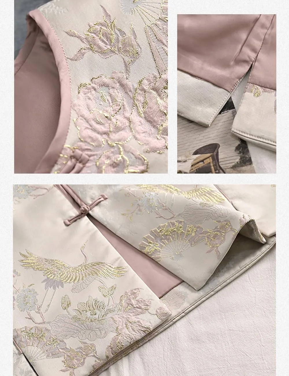 Ystylee Women's Fall Winter Vests Warm Soft Quilted Chinese Traditional Embroidered Tang Suit Sleeveless Outwear