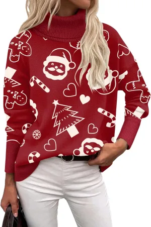 Zeagoo Women's Turtleneck Sweater 2024 Fall Winter Chunky Knitted Pullover High Low Hem Trendy Basic Jumper Top