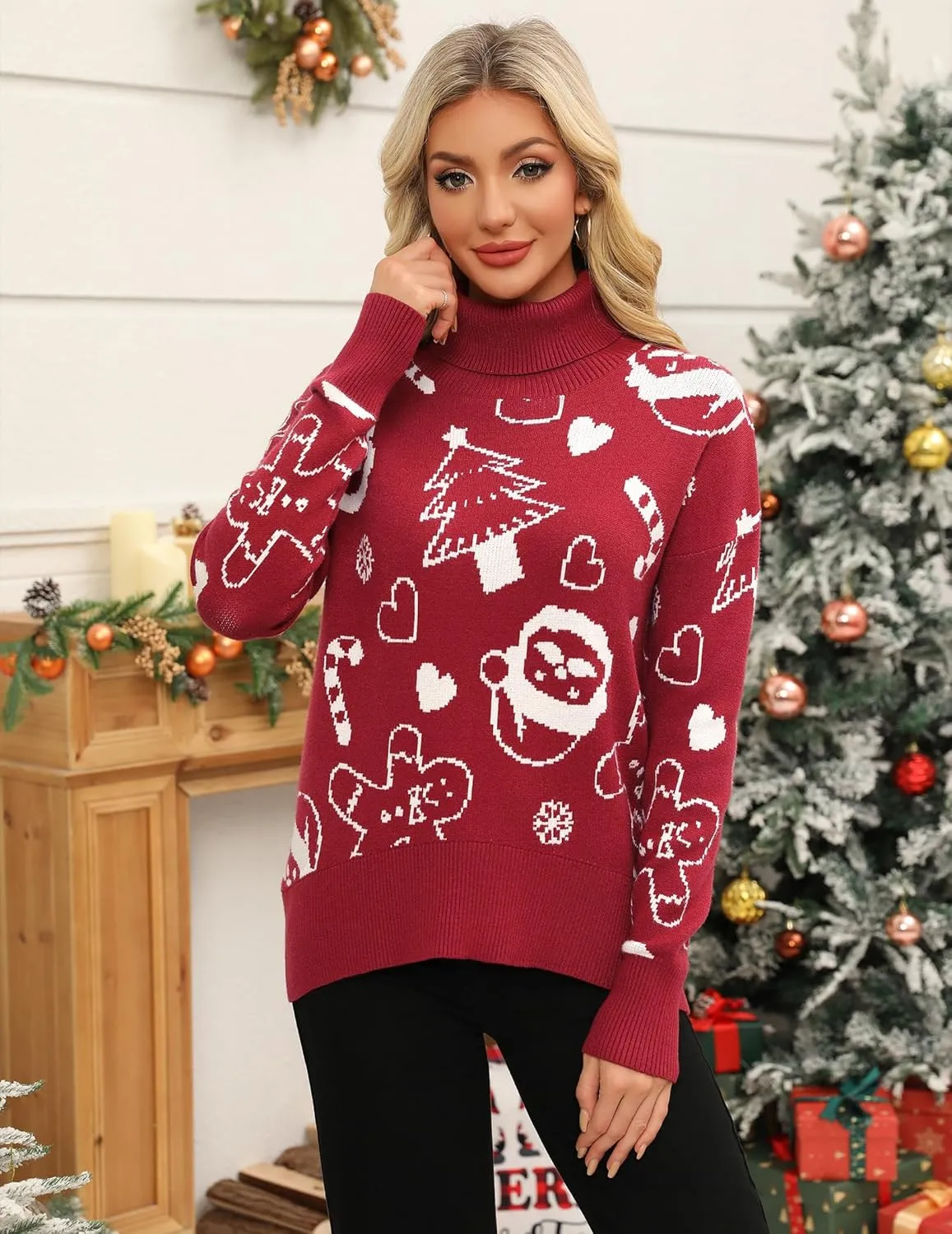Zeagoo Women's Turtleneck Sweater 2024 Fall Winter Chunky Knitted Pullover High Low Hem Trendy Basic Jumper Top