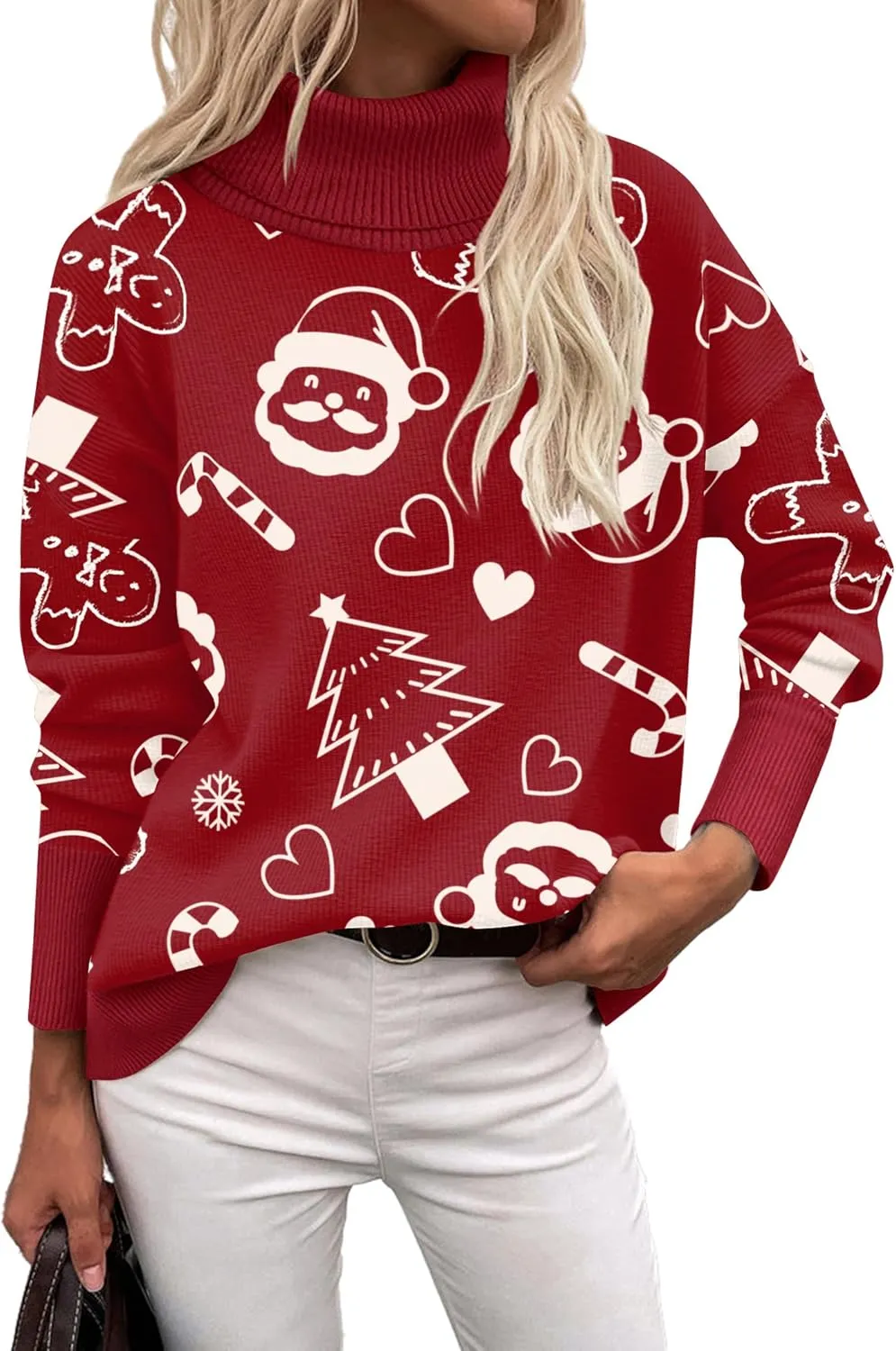 Zeagoo Women's Turtleneck Sweater 2024 Fall Winter Chunky Knitted Pullover High Low Hem Trendy Basic Jumper Top