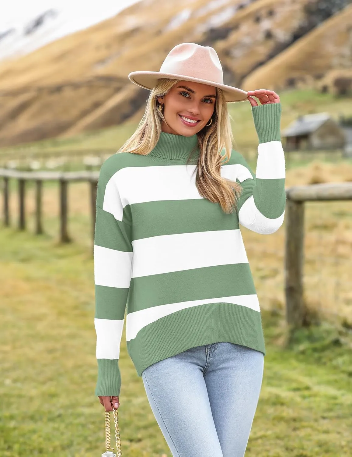 Zeagoo Women's Turtleneck Sweater 2024 Fall Winter Chunky Knitted Pullover High Low Hem Trendy Basic Jumper Top