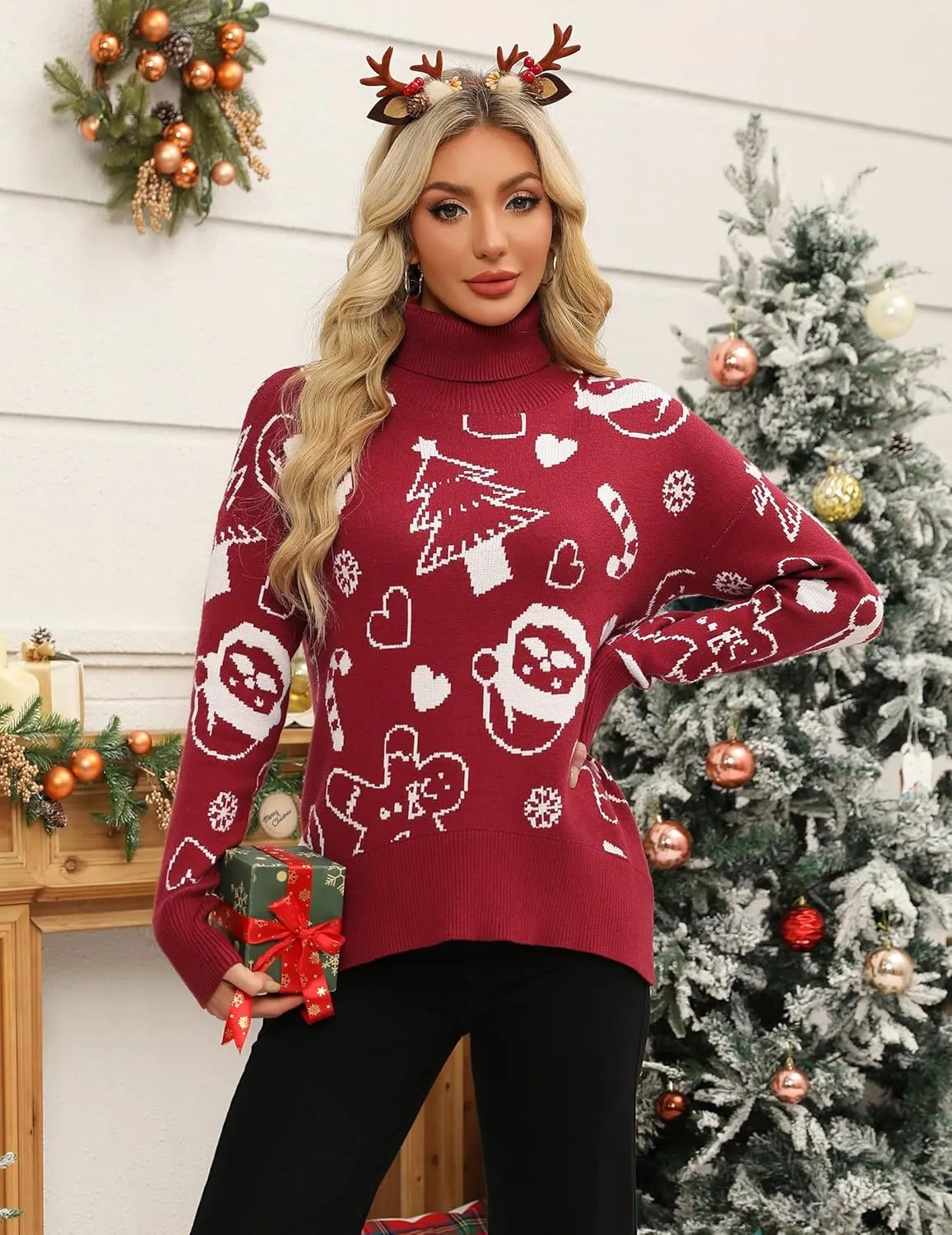 Zeagoo Women's Turtleneck Sweater 2024 Fall Winter Chunky Knitted Pullover High Low Hem Trendy Basic Jumper Top