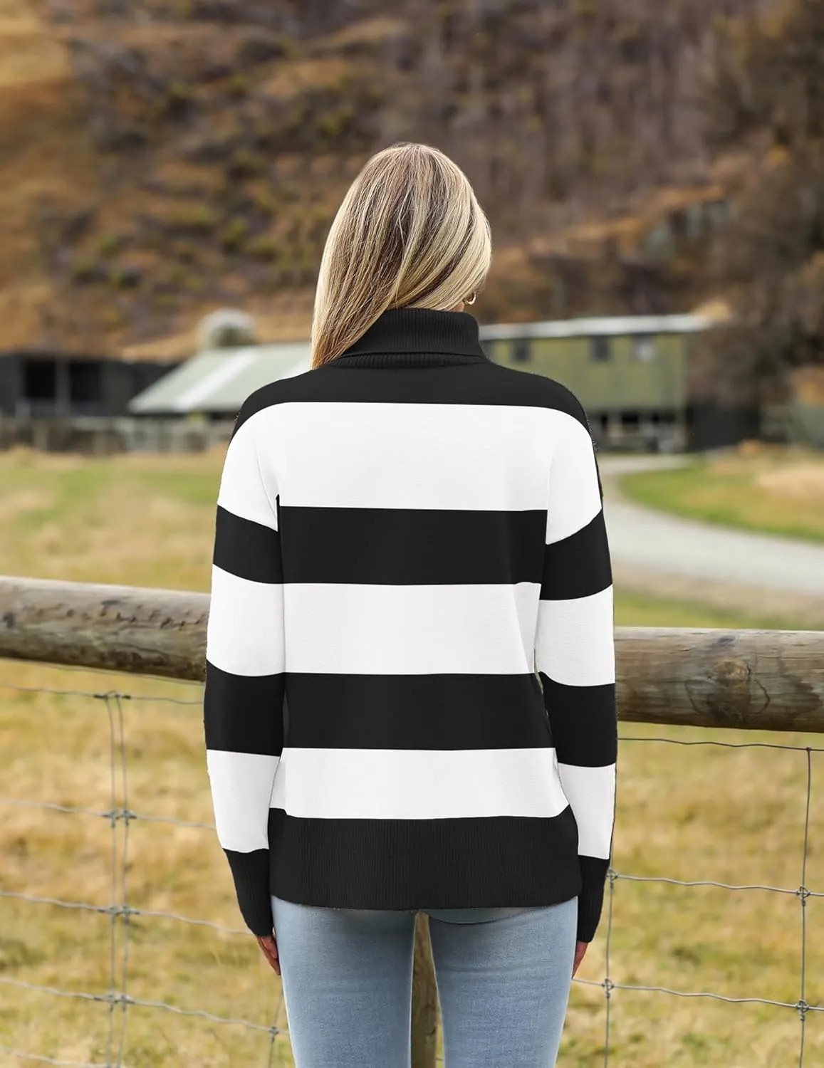 Zeagoo Women's Turtleneck Sweater 2024 Fall Winter Chunky Knitted Pullover High Low Hem Trendy Basic Jumper Top