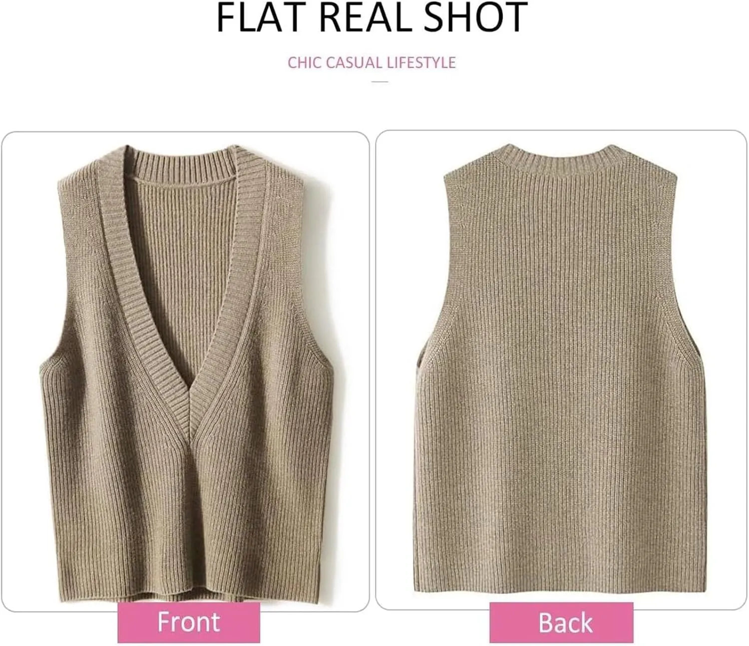 ZUEVI Women's Sweater Vest V Neck Sleeveless Pullover Knitwear Tops Casual Trendy Solid Crop Knitted Sweaters Vests